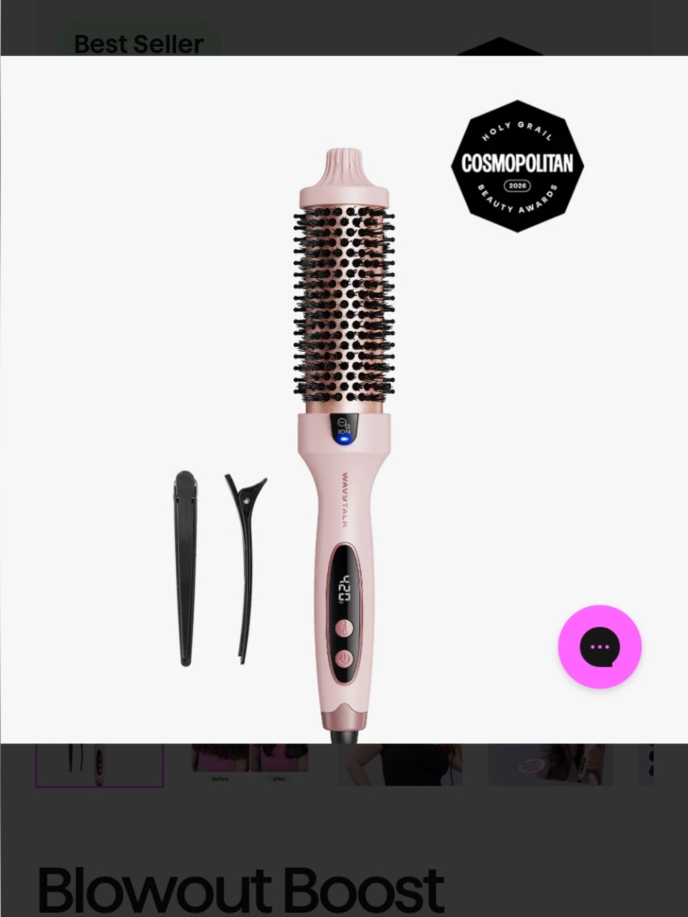Wavytalk Blowout Boost Grande  Heated Brush Iron with Clips